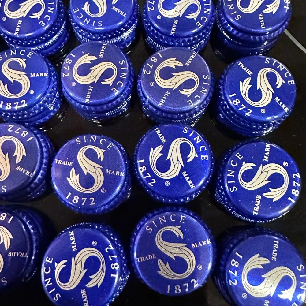 20 Blue Metal Bottle Caps From Saratoga Water- Decorative Party Supply, Blue